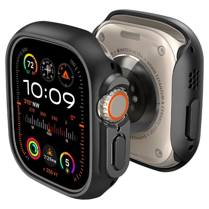 UniProtect 49mm Smartwatch Bumper Case - Hybrid PC + TPU Shell with Built-In Tempered Glass, Matte Black or Crystal Clear | Watch Not Included