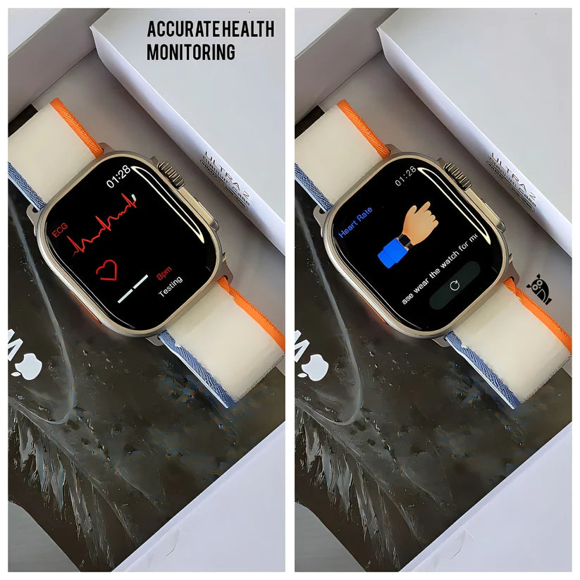 UniWatch Ultra 2 OG: 49MM AOD with LOGO, All Health and Fitness Tracker with Cellular + GPS - Extra Strap & EarPods FREE [15 Day Refund & 1 Yr Warranty]
