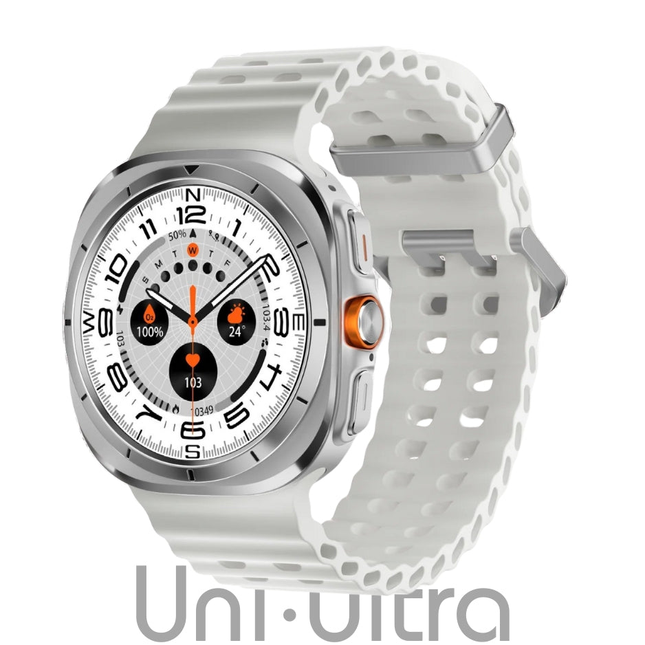 UniWatch Watch Ultra 47mm - On/Off Logo & BT Calling (100h Battery, GPS, Quick Button, Sapphire Glass & Titanium, IP68, BP & ECG Monitor) 1-Year Warranty - UltraPods (Free Gift)