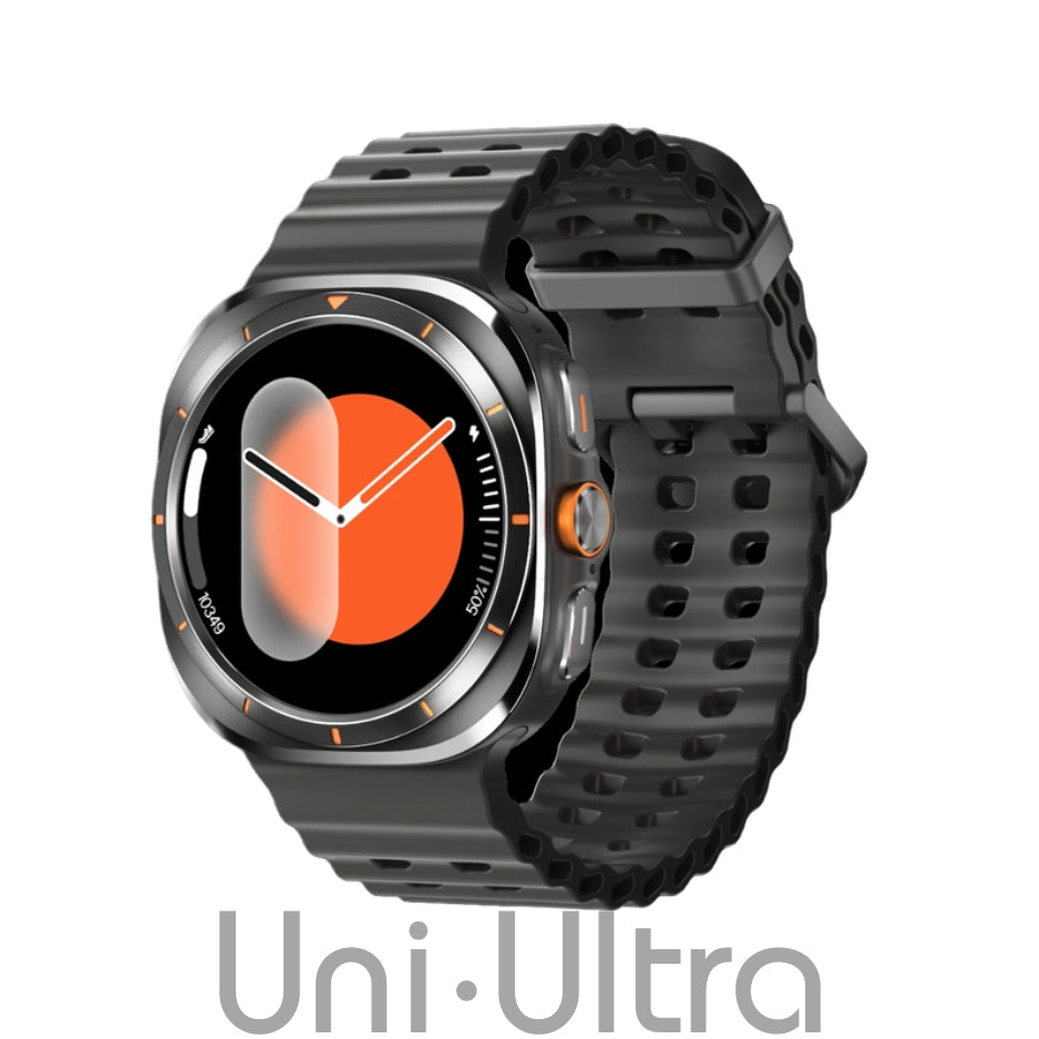 UniWatch Watch Ultra 47mm - On/Off Logo & BT Calling (100h Battery, GPS, Quick Button, Sapphire Glass & Titanium, IP68, BP & ECG Monitor) 1-Year Warranty - UltraPods (Free Gift)